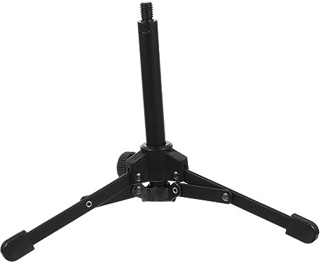 QUMIIRITY Metal Foldable Tripod Microphone Stand for Desktop Adjustable Height Mic Holder Telescopic Arm for Home Use Streaming and Live Performances