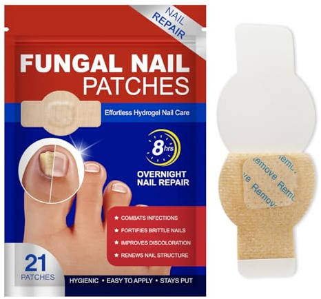 Fungal Nail Patches 21PCS, Fungal Nail Treatment, Nail Fungus Treatment for Toenails Extra Strong, Nighttime Nail Repair Pads for Damaged Nails -8-Hour Nighttime Renewal