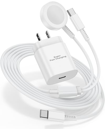 for Samsung Charger Fast Charging,2 in 1 Galaxy Watch Phone Charger 6.6ft with 25W USBC Chargers Compatible for Galaxy Watch 8/7/Ultra/6/6 Classic/5/5Pro/4 Classic/3/Active2/1/S24/S23/S22-White