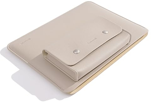 Yesmornsis PU Leather Padded Laptop Sleeve Bag 14Inch Compatible with New MacBook Pro 14 with Charger Pouch