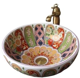 Wc Lavandino da appoggio in ceramica for bagno, 40 * 40 cm, rotondo, retrò, leggero, di lusso Lavandino