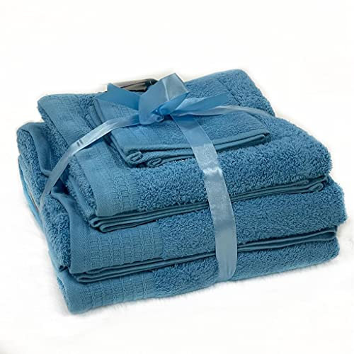 viceroy bedding SKY BLUE 650gsm 6pc Prestige 'Luxor' Egyptian Cotton Towel Bale Bundle Gift Set