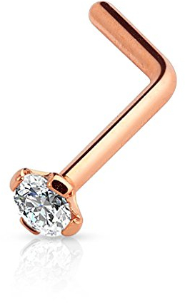 Piercingfaktor Piercing Stab Stecker Barbell Nase Nasenpiercing Nasenstecker Tragus Helix Ohr Lippe Intim Ohrpiercing gebogen mit Cubic Zirkonia Roségold