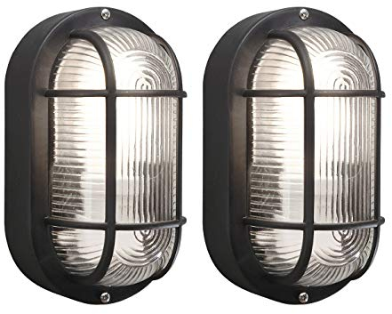 Konstsmide Lot de 2 Cave Leuchten Luminaire Leuchten Elmas Noir, grille de protection, montage mural/de plafond – 7650–750–2