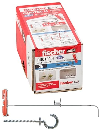 fischer Tacos para yeso Duotec H con ojal abierto, Gris, 10 mm con gancio