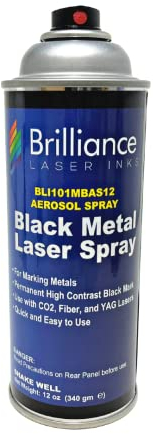 Brilliance Laser Inks 12 Oz Aerosol Black Laser Marking Spray for High Contrast Metal Marks | Permanent and Durable Metal Ink for Fiber, YAG, Diode, and CO2 Laser Engraver