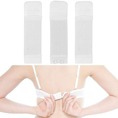 Set da 3 Estensore per Reggiseno, 2 x 2 file di ganci, per tutti i comuni modelli di Reggiseno, Allunga Reggiseno Morbido ed Elastico, lavabile, Allarga Reggiseno Bianco, ganci allunga reggiseno