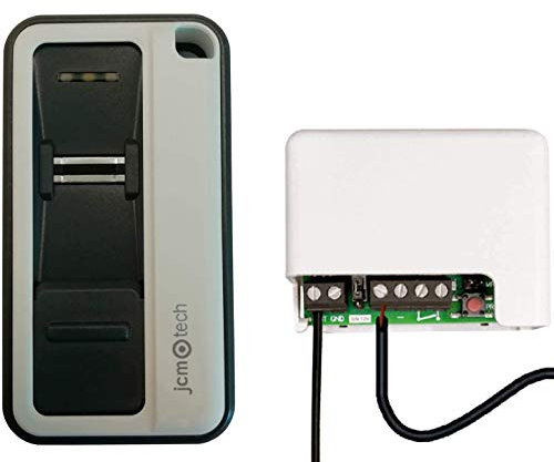 JCM Tech - GoBIO Universal Garage Door Opener + Base MN Receiver 500 Wired Miniature Codes - Biometric Remote Control - Capacity for 10 Fingerprints - Operating Range 100m