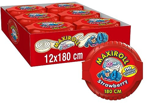 Boomer MaxiRoll Chicle de Fresa en Rollo (12 x 180cm de chicle)