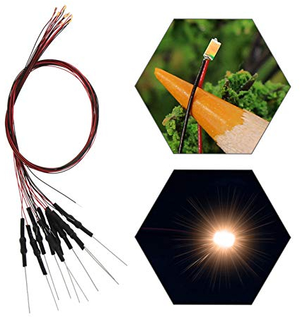 Evemodel Lot de 20 diodes électroluminescentes SMD LED Micro Litz Forme 0603 Blanc chaud Avec câble 20 cm 12 V