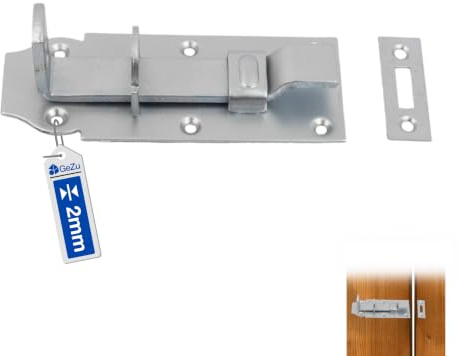 GeZu Impex Schlossriegel Gekröpft 140 x 55 mm Galvanisch Verzinkt Schubriegel Gekröpft mit Schlaufe & Flachen Griff Türriegel