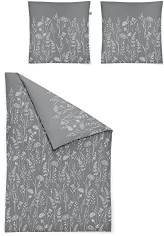 Irisette Premium Mako-Satin Bettwäsche Verona 8298 Silber, 1 Bettbezug 155 x 220 cm + 1 Kissenbezug 80 x 80 cm