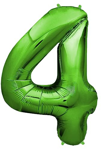 envami® Deko 4 Geburtstag Junge - Grün 101CM - Ballon Zahl Luftballon 4. Geburtstag - Zahlen Luftballon Geburtstagsdeko 4 Junge - Folienballon 4 Junge - 4 Jahre Geburtstag Junge - fliegt mit Helium