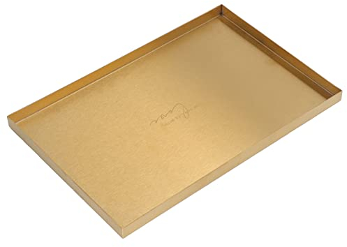 BuyWeek Schmucktablett, Rechteckiges Kosmetiktablett Edelstahl Serviertablett Moderne Schmuckaufbewahrung Tablett Gold