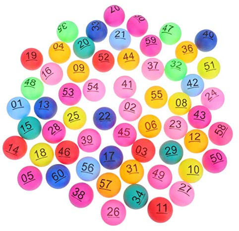 Nummerierte Bälle 1 - 100 Lotteriespiel: Tischtennisbälle, bedruckte Tischtennisbälle für DIY-Projekte, Bingo-Spiel, Unterhaltung, 60 Stück