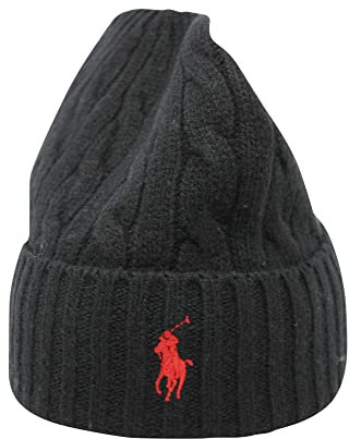 Polo Ralph Lauren Herren Wollmischung Classic Cable Beanie, schwarz, Einheitsgröße