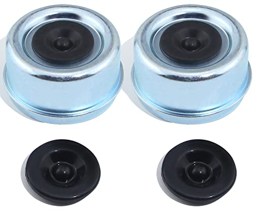 iBroPrat 2pcs Trailer Axle Dust Cap Cup Grease Cover 2.72 Hub with Extra 2 Rubber Plugs,Trailer Axle Wheel Hub and Bearing Dust Cap for Most 7000 to 8000 Pound Axles Dexter