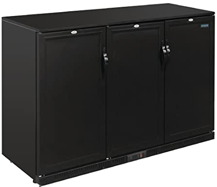 Polar G-Series 900mm Triple Solid Door Back Bar Cooler in Black 330Ltr