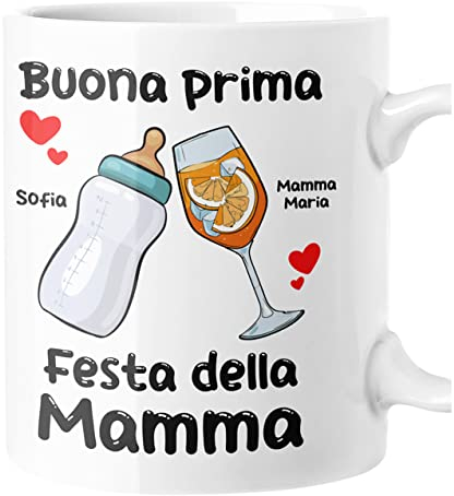 bubbleshirt Tazza Mamma PERSONALIZZABILE Buona Prima Festa della Mamma Mug 11oz