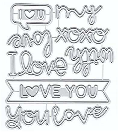 DzIxY Words I Love You Metal Cutting Dies for Card Making Kit Embossing Paper Die Cuts Scrapbook Machine Stencils Storage Pockets Supplies
