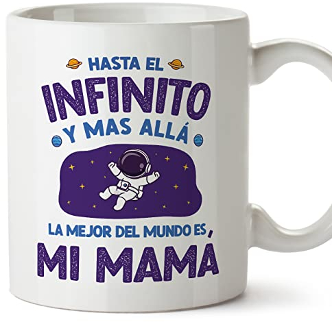 MUGFFINS Tazas para MADRE/MAMÁ - En Español - Hasta el infinito y más allá mamá - 11 oz / 330 ml - Regalo original y divertido