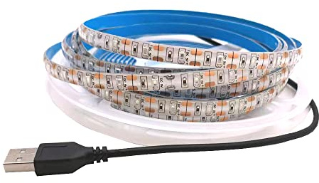 Vrabocry SMD2835 LED-Lichtleiste USB-betrieben 5 m/16,4 ft 5 V 60 LEDs 395 nm-405 nm UV-Schwarzlicht für fluoreszierende, 3D-Druck-Härtung, Computergehäuse, UV-Poster, UV-Körperfarbe wasserdicht