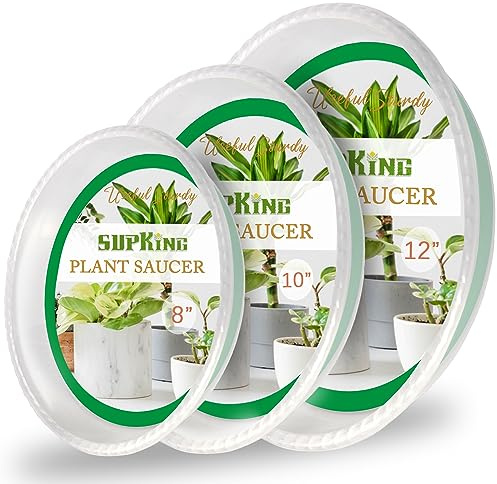 SupKing Lot de 9 soucoupes pour plantes (20,3 cm/25,4 cm/30,5 cm) - Plateaux d’égouttement de plantes robustes pour intérieur - En plastique transparent