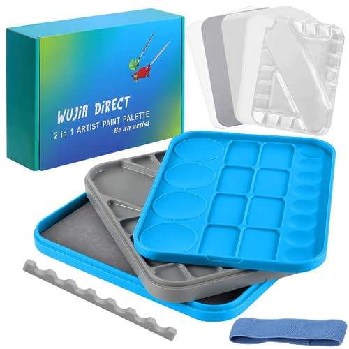 ISWUJIA Wet Palette, Nasspalette Für Anfänger Und Miniaturmaler, Modellbau Zubehör 50 Hydro Sheets Palette Folien, 2 Hydro Foam Schwämmen, 6 Einweg-Blisterschalen Für Acrylfarben Set