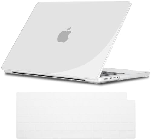 NJIAONE Funda Compatible con 2021-2024 Macbook Pro 14 M4 M3 M2 M1 Modelo: A3112 A3185 A3401 A2918 A2992 A2779 A2442, Carcasa Case Rígida de Plástico Protector con EU Funda Teclado - Transparente