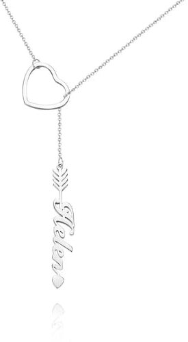 NINGAN 925 Sterling Silber Halskette Frauen personalisierte Name Silber Herz Anhänger Halskette, Geburtstagsgeschenk für Familienfreunde