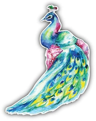 WildeBabsKLBT 11cm Hochwertiger Premium Auto-Aufkleber Sticker Decal Autoaufkleber Klebefolie Aquarell Pfau H1404