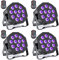 GdjRttk 4 PCS RGBWA UV Akku Bühnenlicht, Wiederaufladbar 12 LED Outdoor Par Licht mit 7 Beleuchtung Modi, 1/3/ 4/6 Timing Akku Strahler Par für Hochzeit Bar DJ Show Disco Halloween Weihnachten