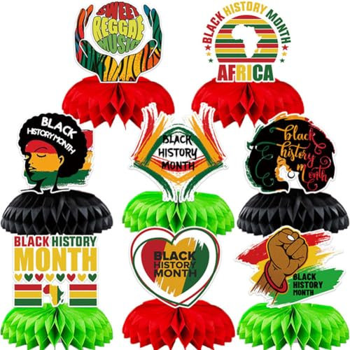 Schwarze Geschichte Monat Party Dekorationen Waben-Tischaufsätze, 8 Stück Afroamerikaner BHM Country Festival Black History Waben-Tafelaufsätze für Partyzubehör