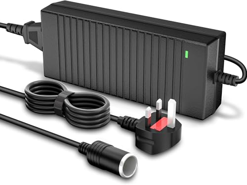 120W/10A AC to DC Converter, AUCARAUTO 110V~240V to 12V Car Power Supply Cigarette Lighter Socket Adapter, 2.65M Transformer for Car Refrigerator, Tire Inflator and Other Car Devices