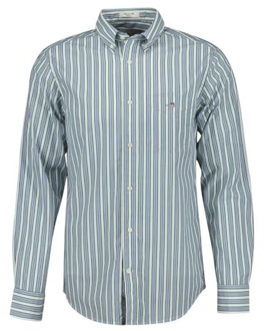 GANT REG POPLIN Stripe Shirt, Deep Forest Green, XL