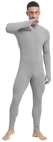 TTAO Mono deportivo para hombre, leotardo de ballet, leotardos de una pieza, de manga larga, traje de cuerpo entero, pantalones ajustados, gris, XXL