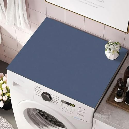 Treer Tappetino per Lavatrice Antiscivolo Assorbente, Copertura per Lavatrice Morbido e Ritagliabile, Tappetino Protezione Superiore per Lavatrice e Asciugatrice (50x60cm,Blu Navy)