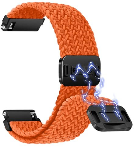 KoGiio für 22MM 20MM Geflochtenes Armband für 22MM, Herren Damen Ersatzband Uhrenarmband,Magnetisches Ersatzbänder Kompatibel mit 22MM - Orange Farbe