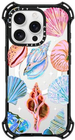 CASETiFY Bounce iPhone 16 Pro Case [Shockproof / 21.3ft. 6X Military Grade Drop Protection/Compatible with Magsafe] - Seashell - Clear Black