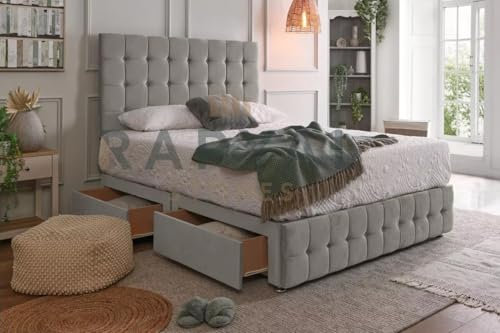 Fireplaces 4 Life Plush Faygo Divan Bed Set With Orthopaedic Mattress, 24 Headboard and Footboard (Silver, No Drawers, 3ft Single (90 x 190 cm))
