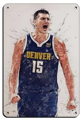 HRJHE Nikola Jokic-Poster, Basketball-Poster, Blechschild, Vintage, Metall, Pub, Club, Café, Bar, Zuhause, Wandkunst, Dekoration, Poster, Retro, 20 x 30 cm