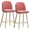 Moderne weiße Barhocker, 2er-Set, mit Rückenlehne und Fußstütze, 65 cm hoch, Thekenhocker für Bar, Küche, rosa Akzent