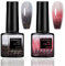 Farbwechsel UV Gel Nagellack Set - 2PCS Temperaturänderung mit Glitzer-Effekt, Schwarz & Rot Temperatur Farbwechsel Nagellack Soak Off UV LED Nail Art Gel Lack für DIY Nail Art Maniküre zu Hause (Rot)