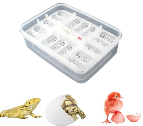Changyeah Caja de cría de reptiles, 16 rejillas transparentes, incubadora para huevos de reptiles, caja de cría de reptiles, caja de cría segura para reptiles, para geckos (color transparente)