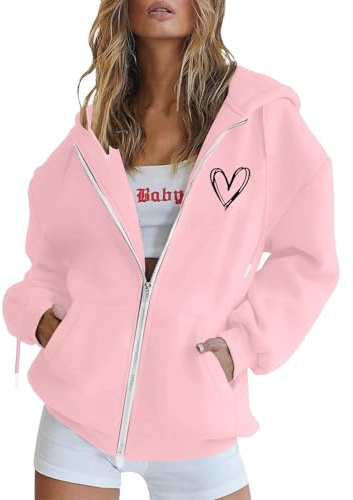Sweat à capuche décontracté pour femme avec fermeture éclair, manches longues, poche et cordon de serrage, veste polaire pour un usage quotidien Pull bleu clair pour femme
