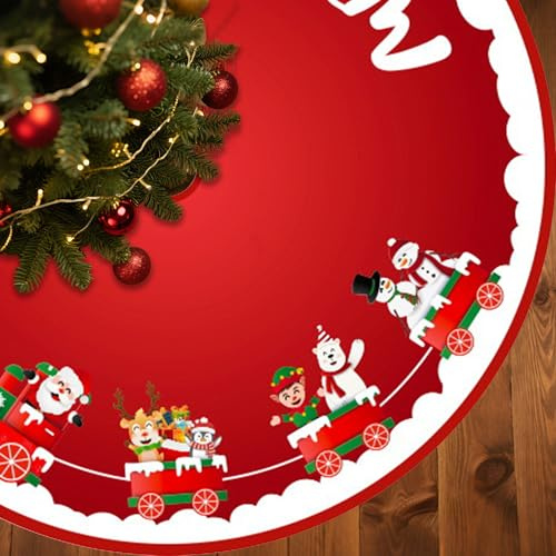 Yilnlg Weihnachtsbaum Decke 120cm, Weihnachtsbaum Rock Rund Rot, Groß Roter Tannenbaum Decke Christbaumdecke, Weihnachtsbaumdecke Rund Unterlage Teppich Für Weihnachtsbaum Weihnachts Dekoration