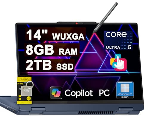 Lenovo IdeaPad Flex 5i 2-in-1 Laptop 14 WUXGA Touch Intel 12-core Ultra 5 225U (Beats Core 7 150U) 8GB RAM 2TB SSD Backlit for Creator Designer Business Professional Win11Pro ICP Hub/Copilot AI PC