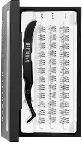 Nanolash DIY Stick & Go Pre-Glued Lashes - self adhesive lash clusters, press-on lashes with tweezers (INNOCENT)