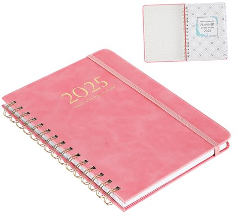WRITWAA Monatsplaner Spiralbindung Strap Design Robuster College-timer Kalender mit Glattem Papier für Wochen Tagesplanung Tragbar und Reißfest