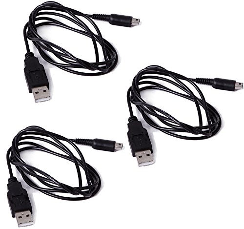 HDE 3 Pack USB Charger Power Cable for Nintendo 3DS XL, 3DS, 2DS, DSi XL, DSi, New 3DS XL